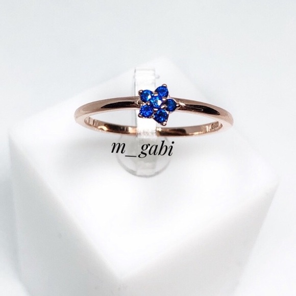 💍925 Sterling silver rose gold blue crystal ring - Picture 2 of 4